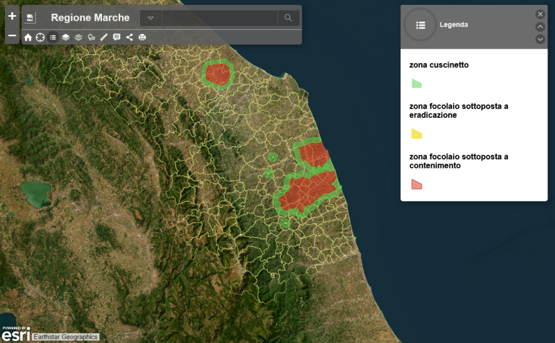 Immagine della mappa delle zone di infestazione